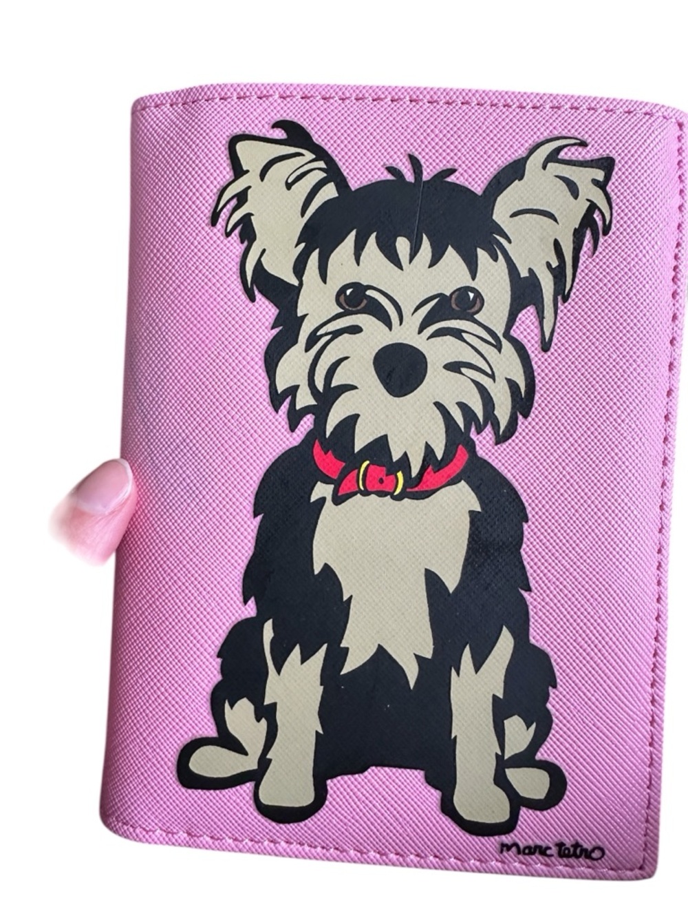 Marc Tetro Yorkie Pink Passport Cover Faux Leather Travel Wallet Card Case - Picture 2 of 6